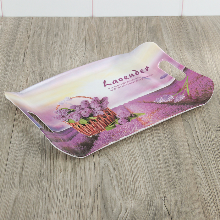 Поднос прямоугольный 37х25х2 см "Лавандовое небо", цвета МИКС