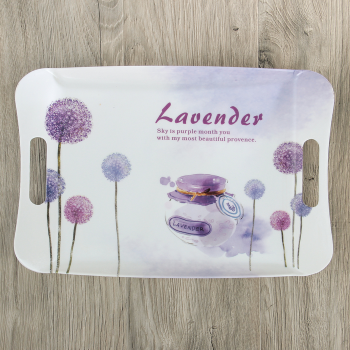 Поднос прямоугольный 37х25х2 см "Лавандовое небо", цвета МИКС