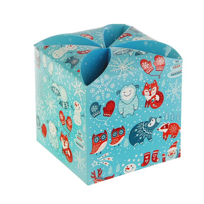 Подарочная коробка "Зверята", сборная, 9 х 9 х 9.5 см