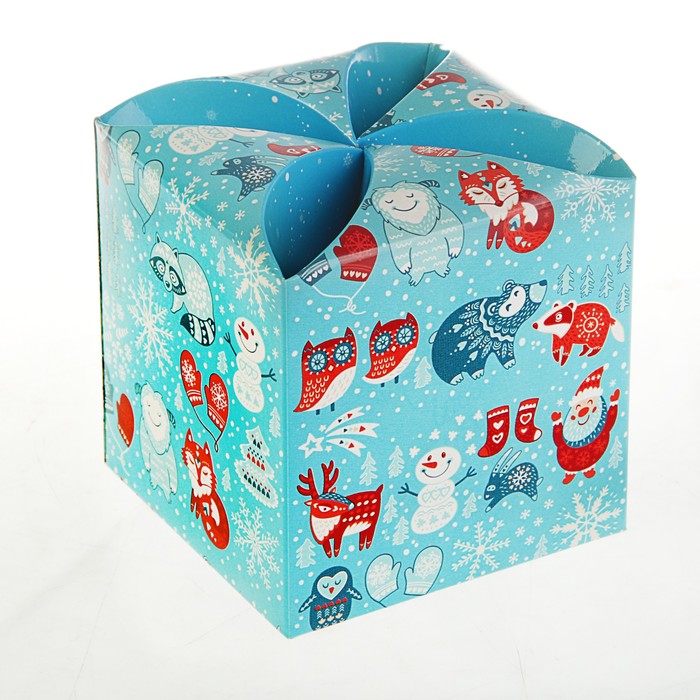 Подарочная коробка "Зверята", сборная, 9 х 9 х 9.5 см