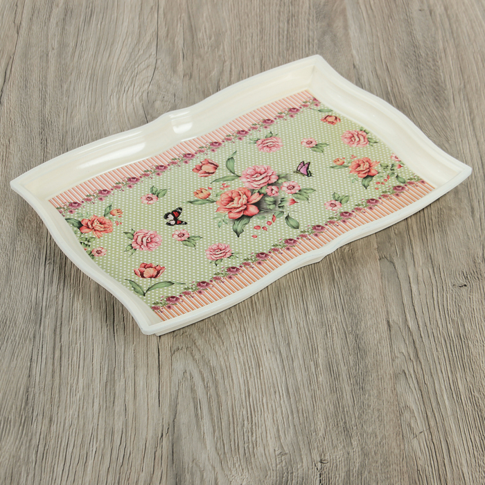 Поднос прямоугольный 34,5х23х2 см "Утонченность", цвета МИКС