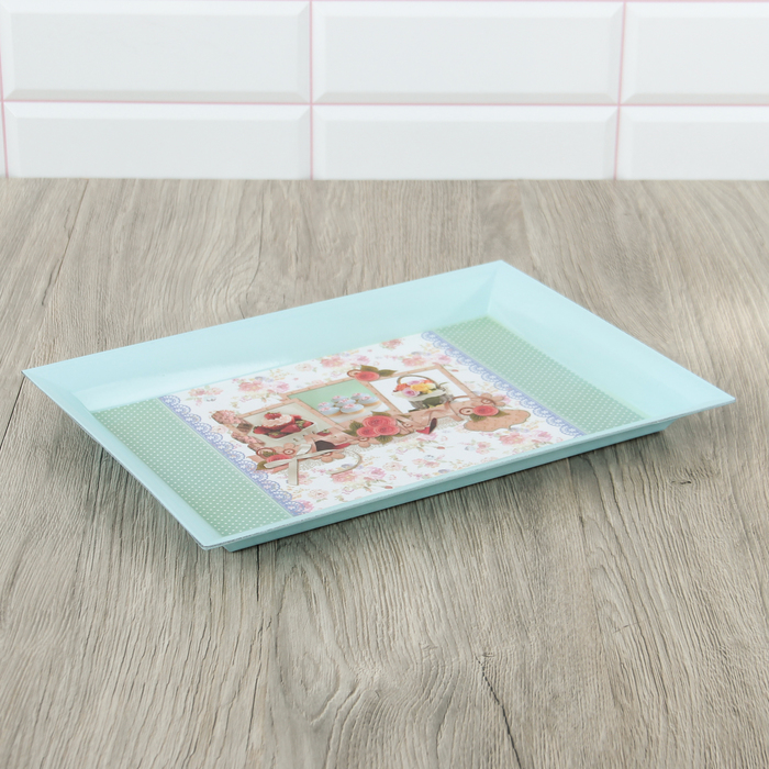 Поднос прямоугольный 35,5х25х2 см "Кокетка", цвета МИКС