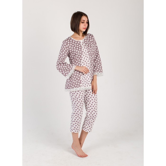 Пижама женская (джемпер, бриджи) Капучино цвет коричневый, р-р 54