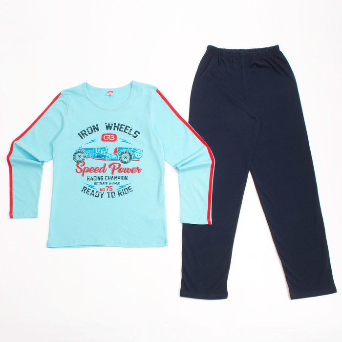 Пижама для мальчика, рост 164 см, цвет голубой