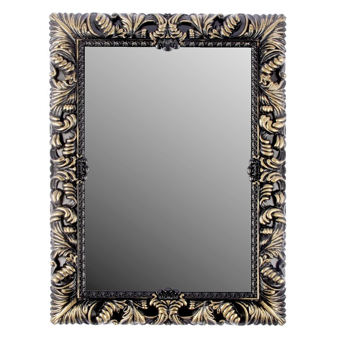 Зеркало настенное классика прямоуг черное золото под металл 48*35 см