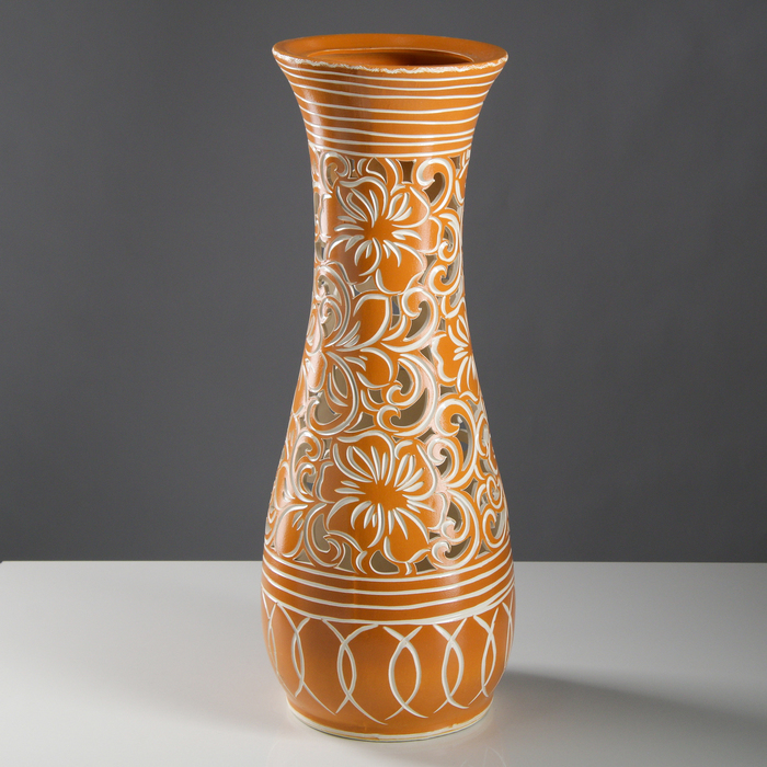 Ваза "Осень", коричневая, резка