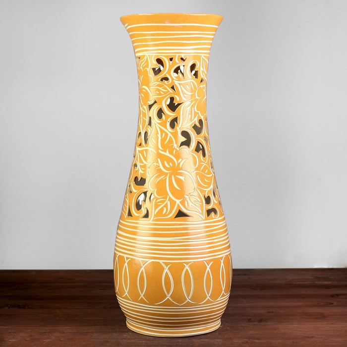 Ваза "Осень" , коричневая №1, резка