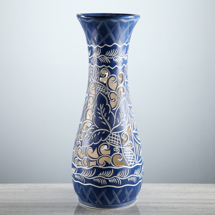 Ваза "Осень", гжель№1, резка  микс