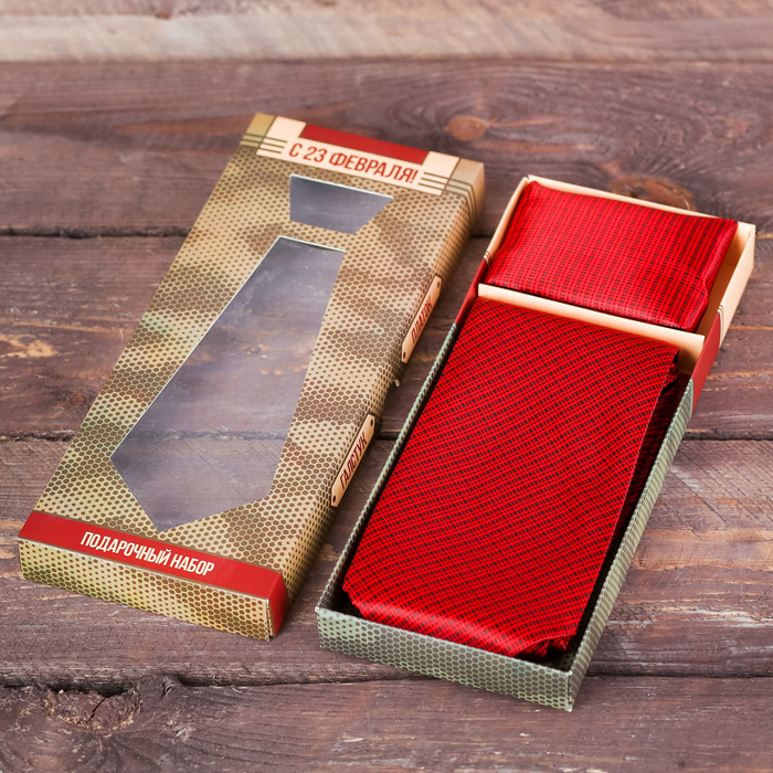 Подарочный набор: галстук и платок "С 23 Февраля"