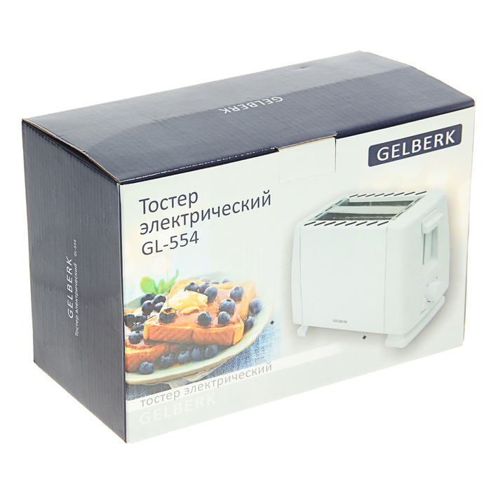 Тостер Gelberk GL-554, 700 Вт, регулятор нагрева, белый