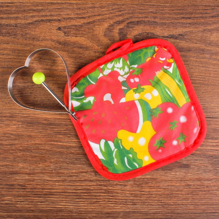 Набор "Моей половинке": форма для яичницы 10 х 8,5 см и прихватка 16,5 х 16,5 см