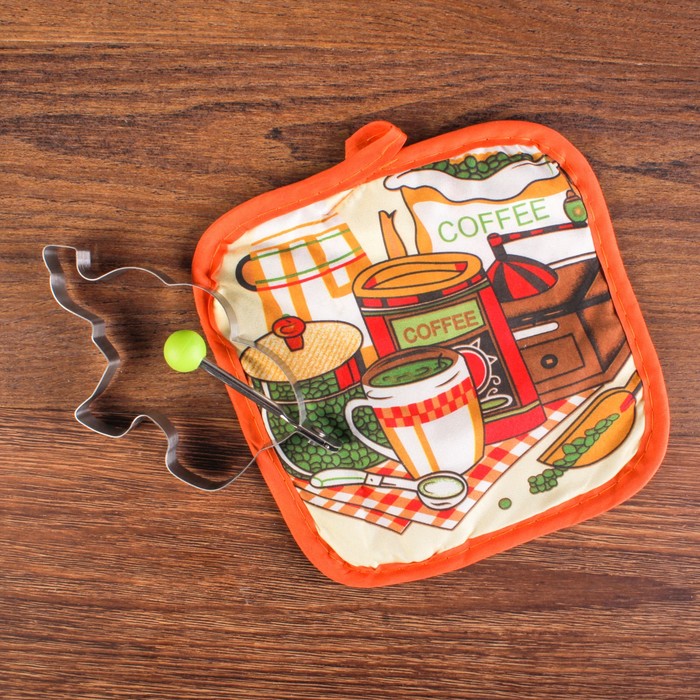 Набор "Пусть каждое утро будет добрым": форма для яичницы 14 х 7,6 см, прихватка 16,5 х 16,5 см