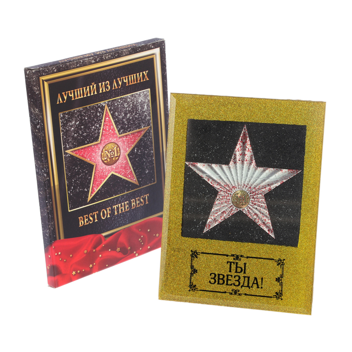 Диплом звезда "Ты звезда!" в блестящей рамке, 15 х 20 см