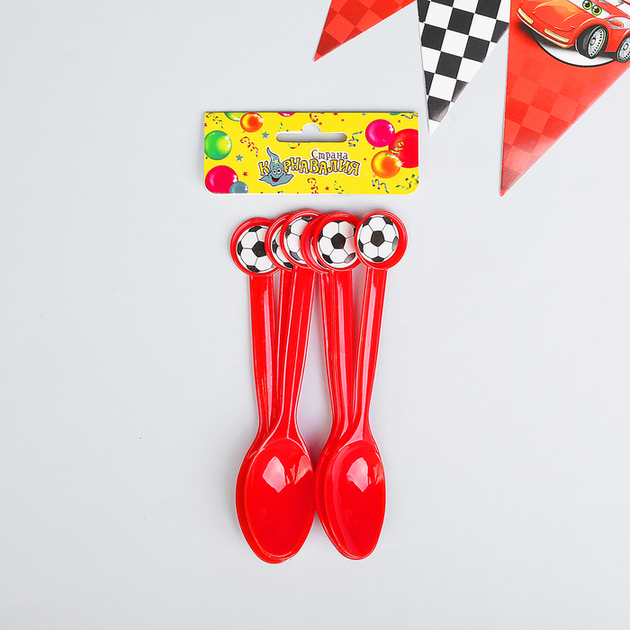 Ложка пластиковая "Мяч", набор 6 шт.