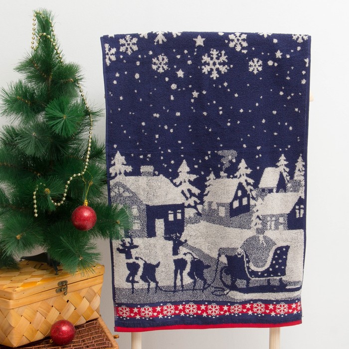Полотенце махровое "Snow Story" ,50х90 см, синий, 420 г/м 2 ,100% хл. ПЛ-2602-2888