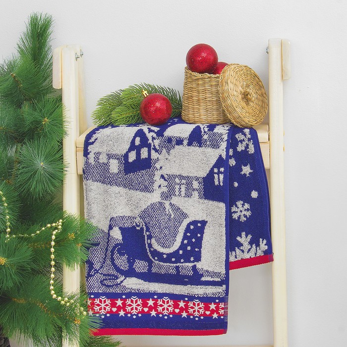 Полотенце махровое "Snow Story" ,50х90 см, синий, 420 г/м 2 ,100% хл. ПЛ-2602-2888