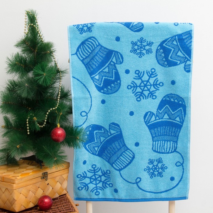 Полотенце махровое "Letit snow", 50х90 см, синий, 420 г/м 2 ,100% хл. ПЛ-2602-3069