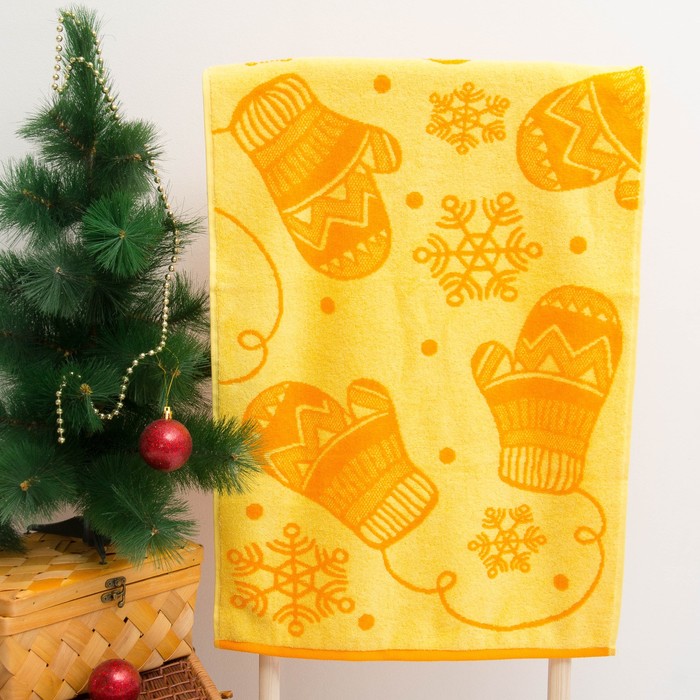 Полотенце махровое "Letit snow", 50х90 см, желтый, 420 г/м 2 ,100% хл. ПЛ-2602-3069