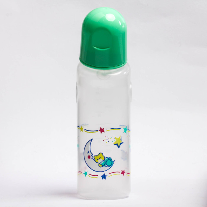 Бутылочка для кормления изогнутая, 250 мл, от 0 мес., цвет зелёный