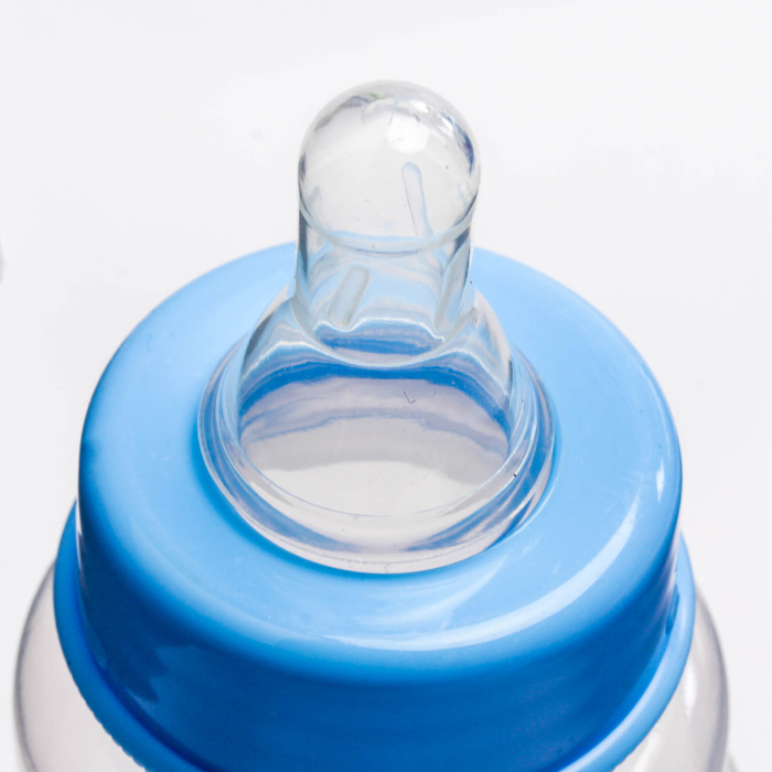 Бутылочка для кормления изогнутая, 250 мл, от 0 мес., цвет синий