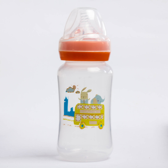 Бутылочка для кормления, 300 мл, от 0 мес., цвет оранжевый, рисунок МИКС