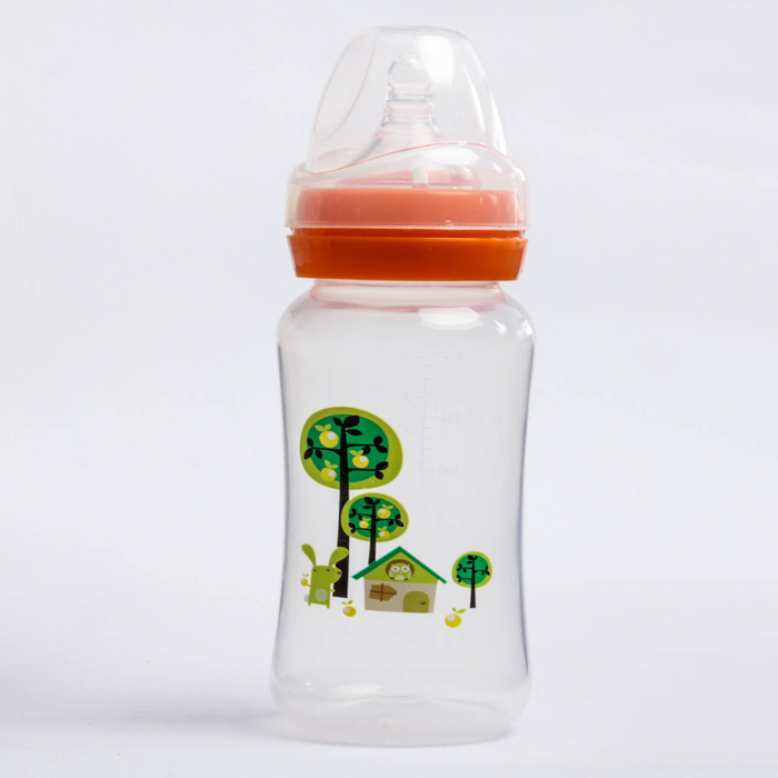 Бутылочка для кормления, 300 мл, от 0 мес., цвет оранжевый, рисунок МИКС