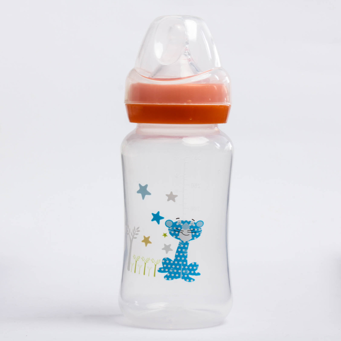 Бутылочка для кормления, 300 мл, от 0 мес., цвет оранжевый, рисунок МИКС