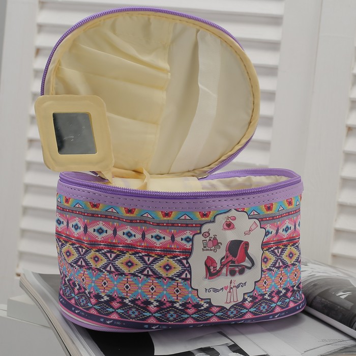 Косметичка-сундучок «Фелиция», отдел на молнии, с зеркалом, цвет сиреневый