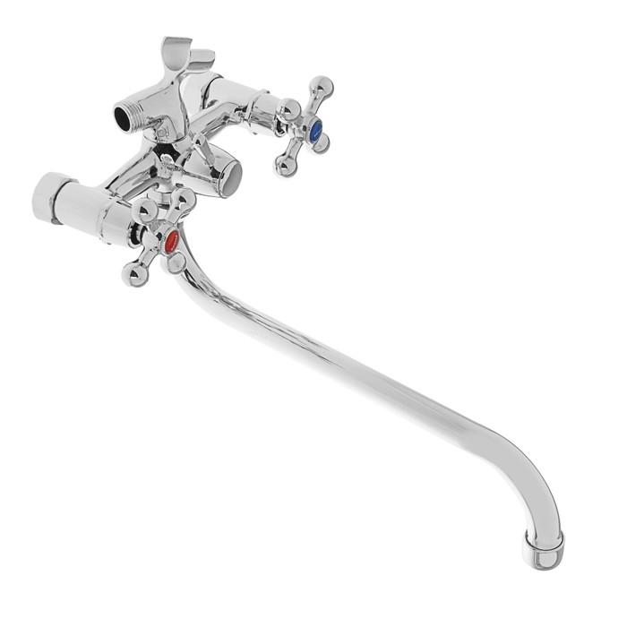 Смеситель для ванны KOMRAD S11-141-K-1, двухрычажный, душевая лейка и шланг, хром