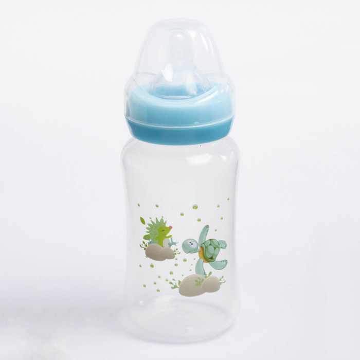 Бутылочка для кормления, 300 мл, от 0 мес., цвет голубой, рисунок МИКС