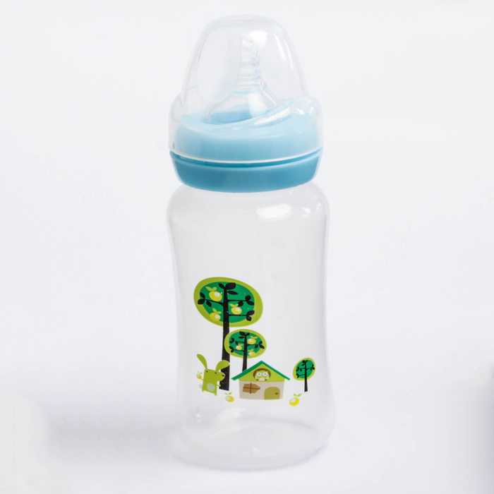 Бутылочка для кормления, 300 мл, от 0 мес., цвет голубой, рисунок МИКС