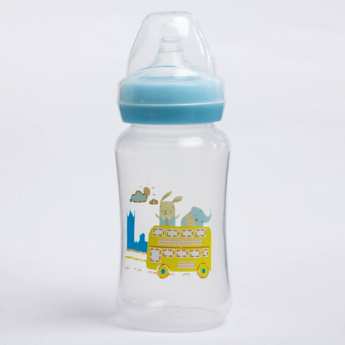 Бутылочка для кормления, 300 мл, от 0 мес., цвет голубой, рисунок МИКС