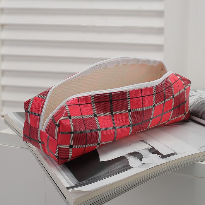 Косметичка-футляр, отдел на молнии, цвет красный