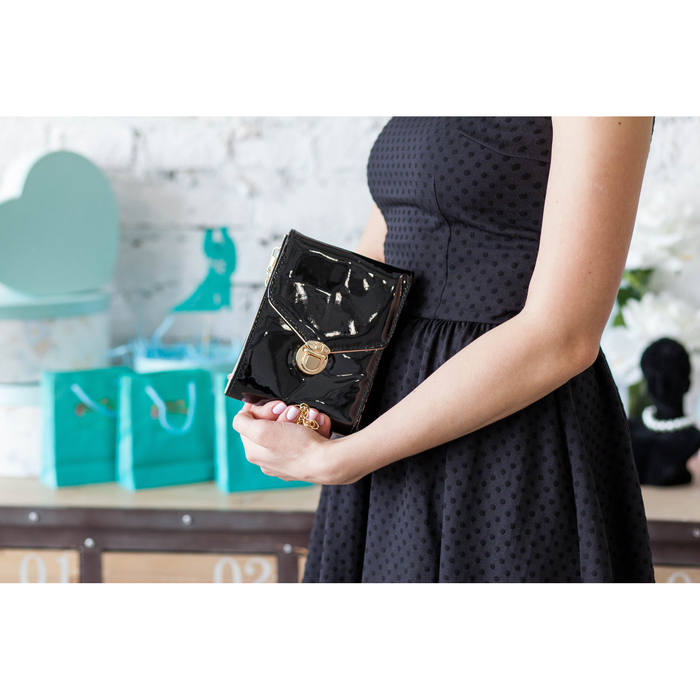 Сумка женская, 2 отдела с перегородкой на замке, длинная цепь, цвет чёрный