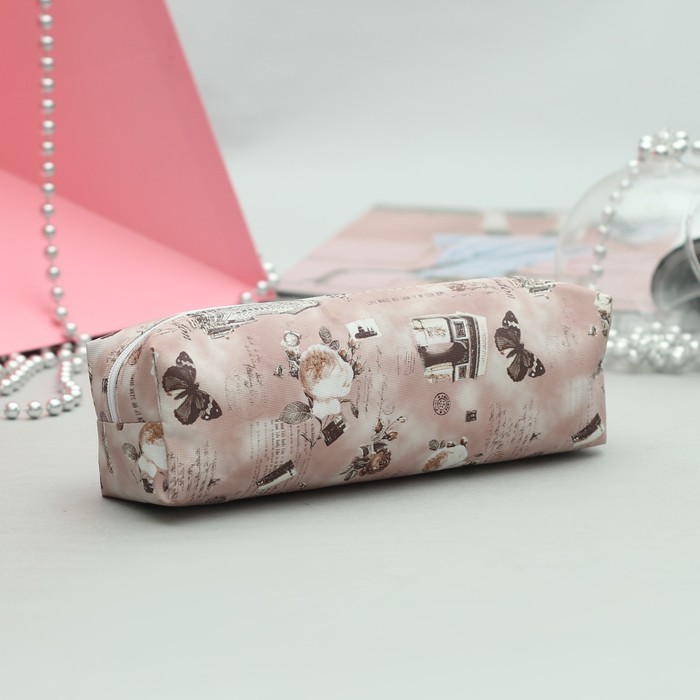 Косметичка-футляр «Города», отдел на молнии, цвет бежевый