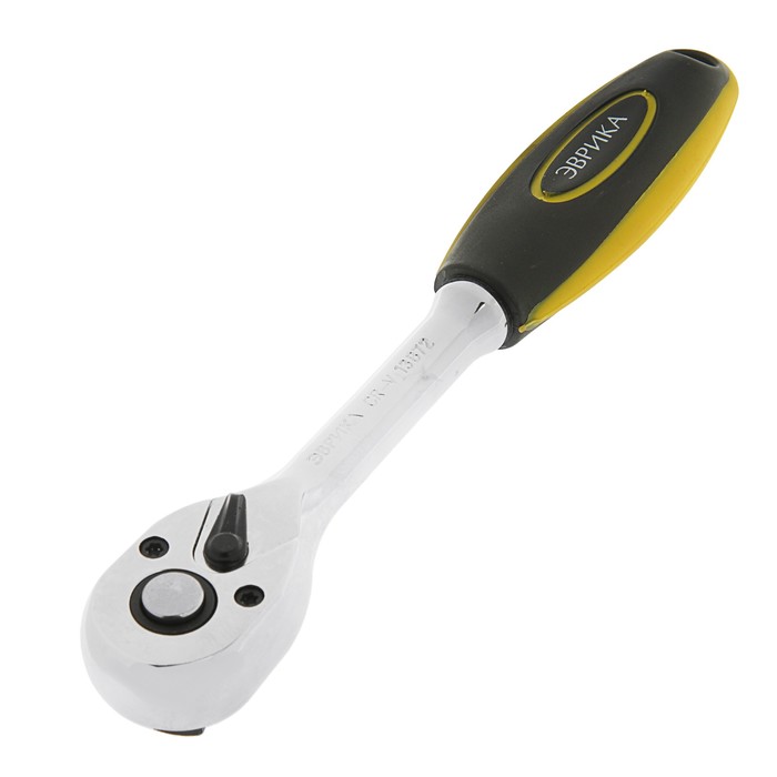 Трещотка "Эврика", 3/8", 72-зубцовая, с прямой резиновой ручкой