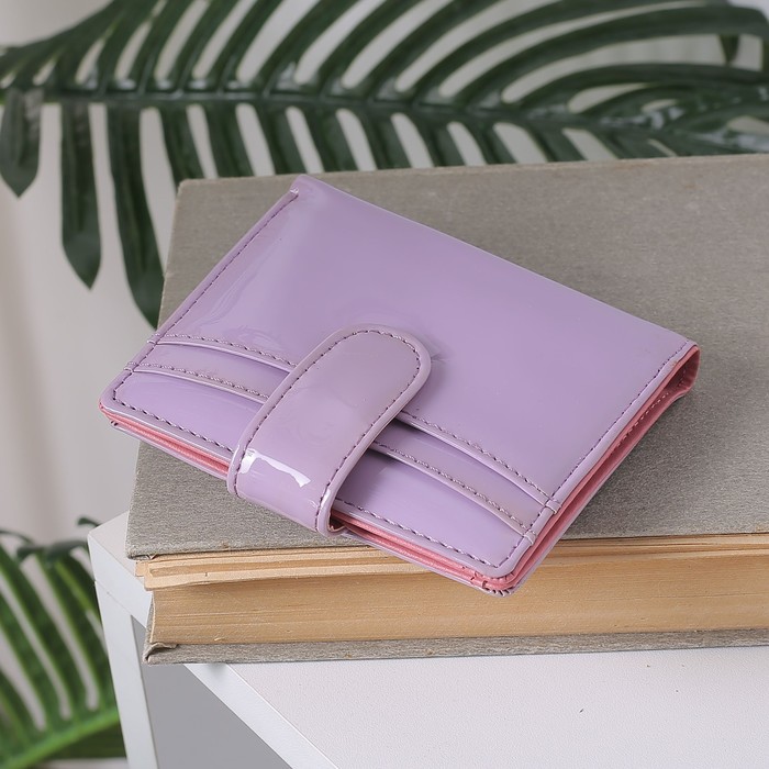 Кошелёк женский на кнопке, 1 отдел, для карт, наружный карман, цвет сиреневый