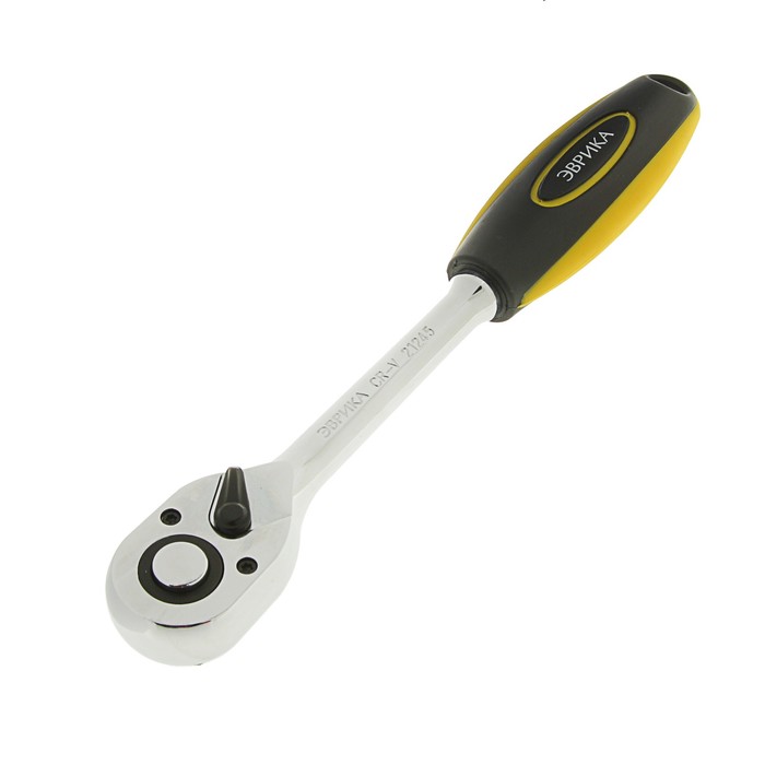 Трещотка "Эврика", 1/2", 45-зубцовая, с прямой резиновой ручкой