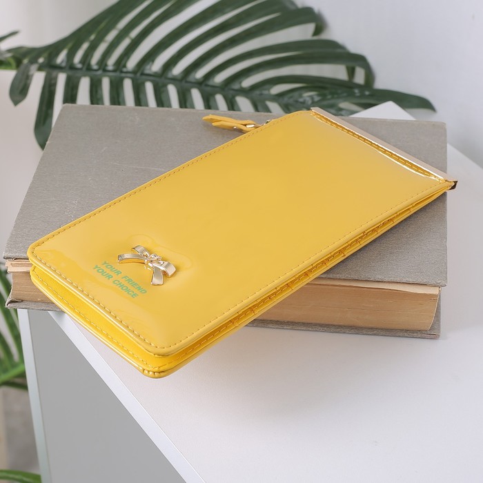 Кошелёк женский на кнопке, 1 отдел, для карт, цвет жёлтый