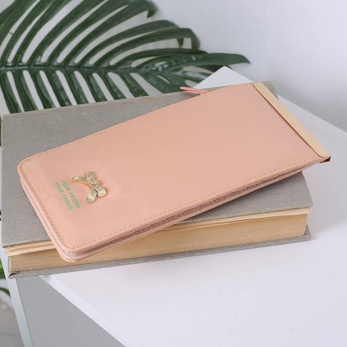 Кошелёк женский на кнопке, 1 отдел, для карт, цвет пудра