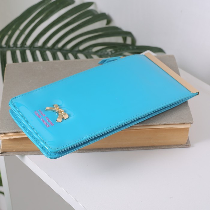 Кошелёк женский на кнопке, 1 отдел, для карт, цвет бирюзовый