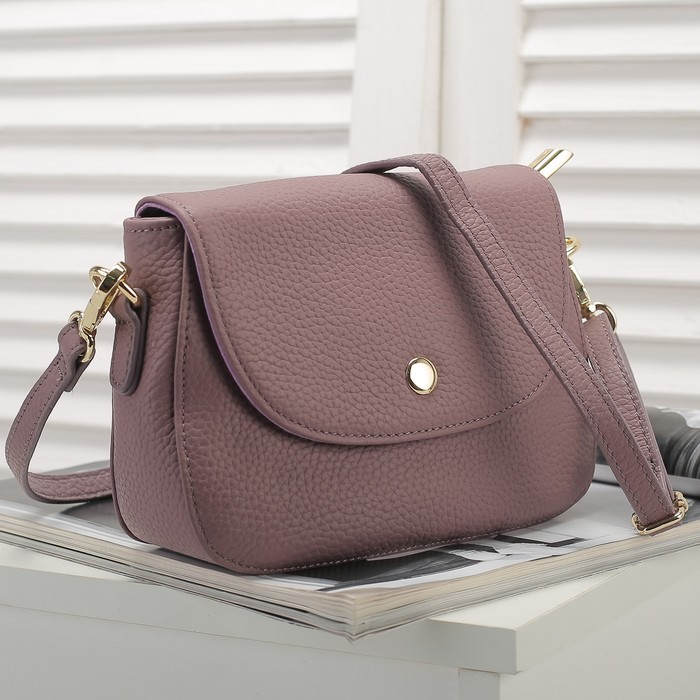 Сумка женская, 1 отдел с перегородкой, наружный карман, длинный ремень, цвет пудра