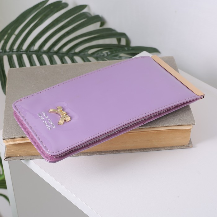 Кошелёк женский на кнопке, 1 отдел, для карт, цвет сиреневый