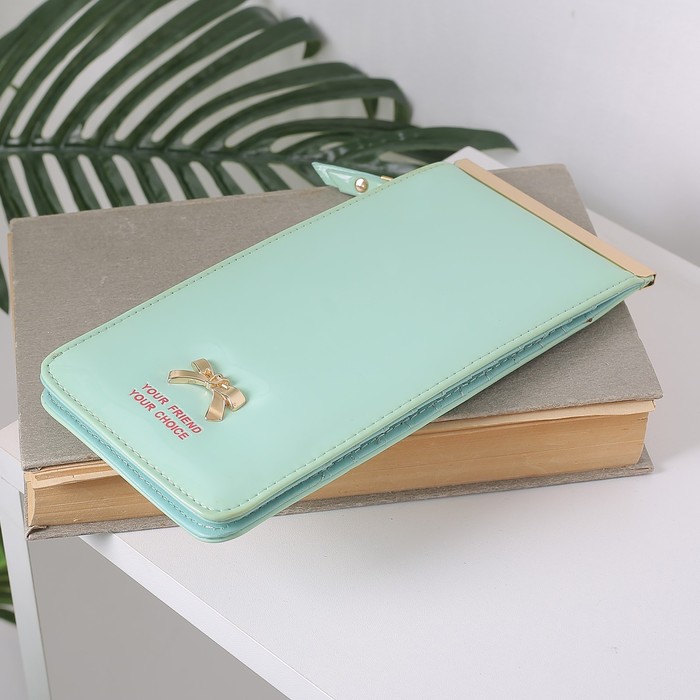 Кошелёк женский на кнопке, 1 отдел, для карт, цвет мятный