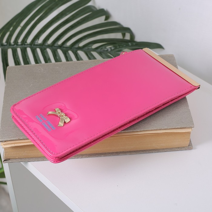 Кошелёк женский на кнопке, 1 отдел, для карт, цвет розовый