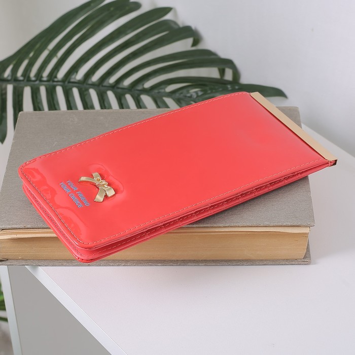 Кошелёк женский на кнопке, 1 отдел, для карт, цвет красный