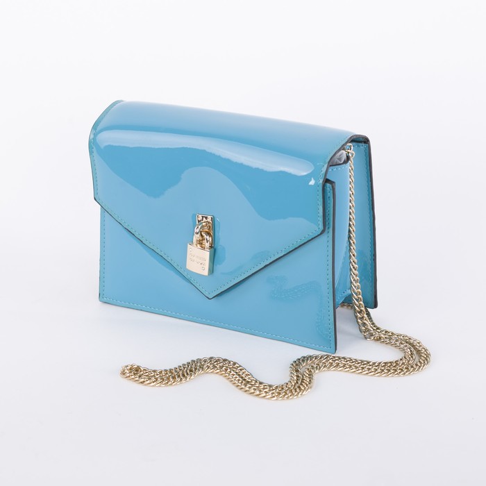Сумка женская, 1 отдел на магните, длинная цепь, цвет бирюзовый