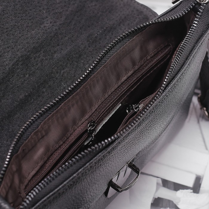 Сумка женская, 1 отдел с перегородкой, наружный карман, ручка, длинный ремень, цвет чёрный