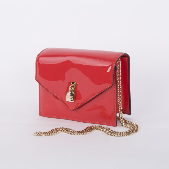 Сумка женская, 1 отдел на магните, длинная цепь, цвет коралловый
