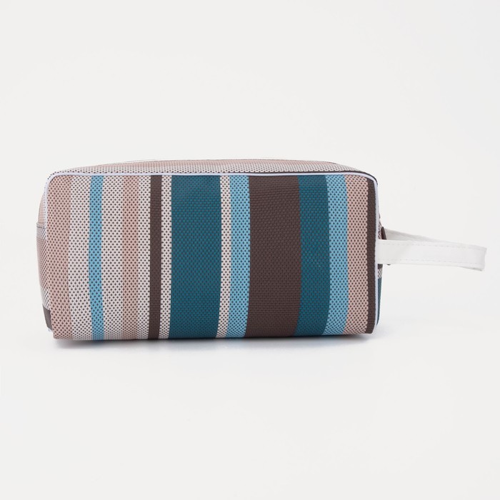 Косметичка банная "Оливия", 1 отдел на молнии, ручка, цвет коричневый/синий